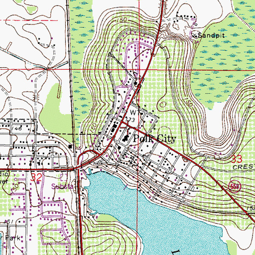 Topographic Map of Polk City Elementary School, FL