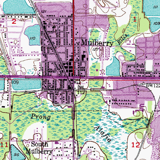 Topographic Map of Mulberry Elementary School, FL
