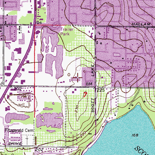 Topographic Map of Lakeland Highlands Middle School, FL