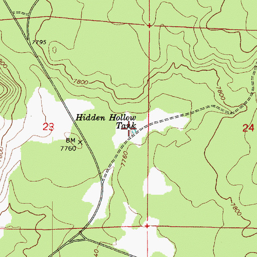 Topographic Map of Hidden Hollow Tank, AZ