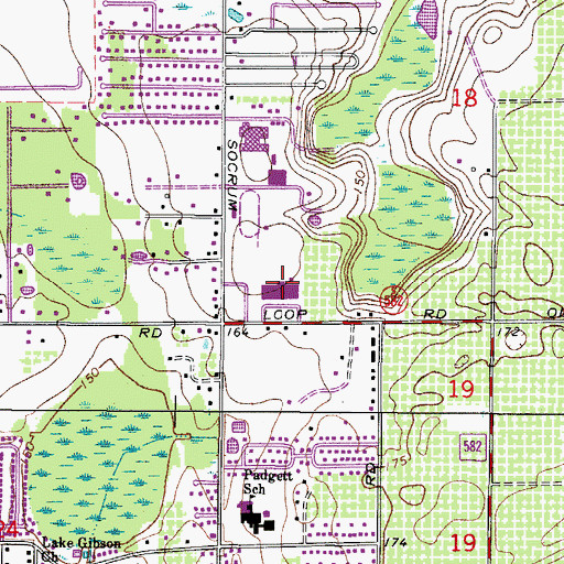 Topographic Map of Lake Gibson Middle School, FL