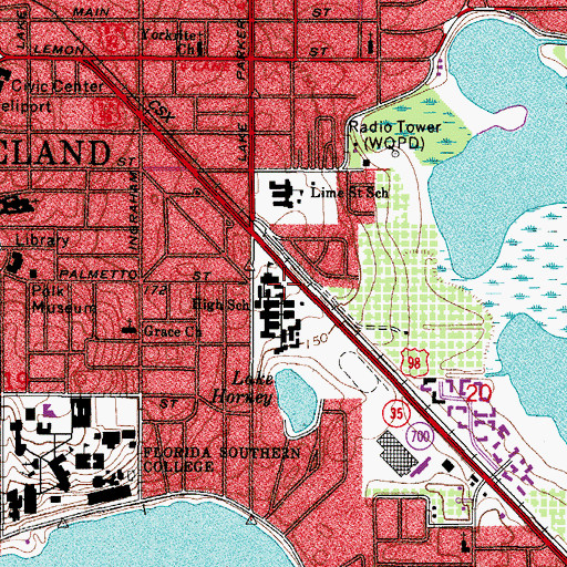 Topographic Map of Lakeland Senior High School, FL