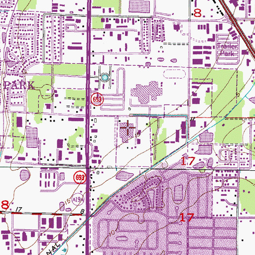 Topographic Map of Morgan Fitzgerald Middle School, FL