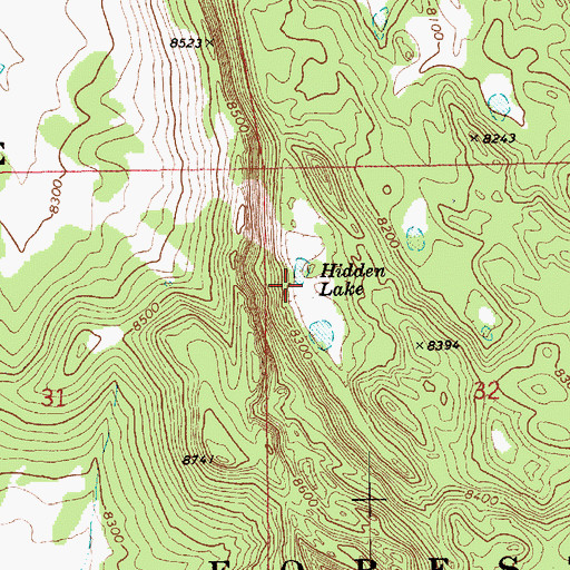Topographic Map of Hidden Lake, AZ