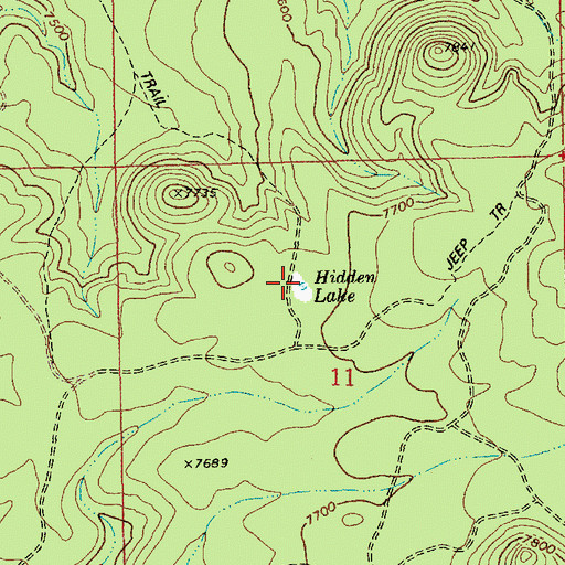 Topographic Map of Hidden Lake, AZ