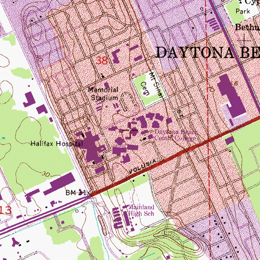 Topographic Map of Daytona Beach Community College, FL