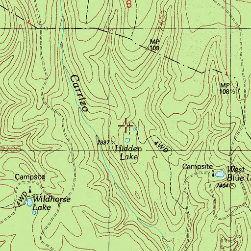 Topographic Map of Hidden Lake, AZ