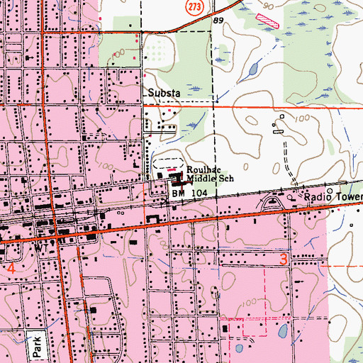 Topographic Map of Roulbac Middle School, FL