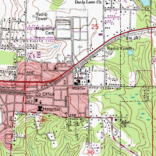 Topographic Map of Walton County Vocational Technical School, FL