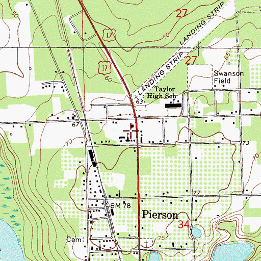 Topographic Map of Pierson Elementary School, FL