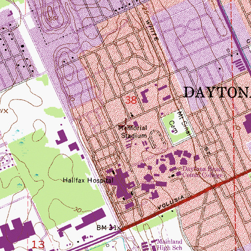 Topographic Map of Highland Elementary School, FL