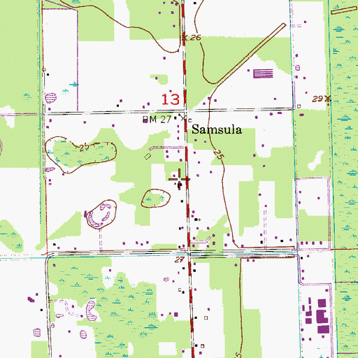 Topographic Map of Samsula Elementary School, FL