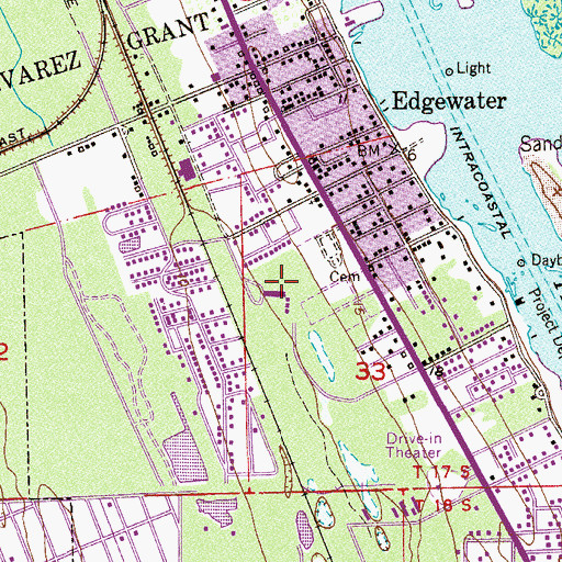 Topographic Map of Edgewater Public School, FL