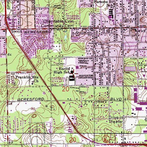 Topographic Map of Southwestern Middle School, FL