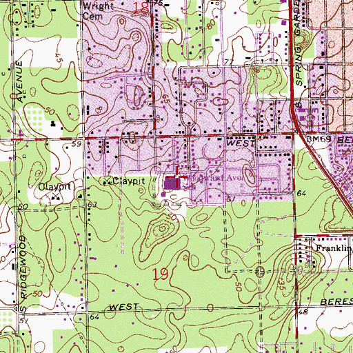 Topographic Map of Woodward Avenue Elementary School, FL