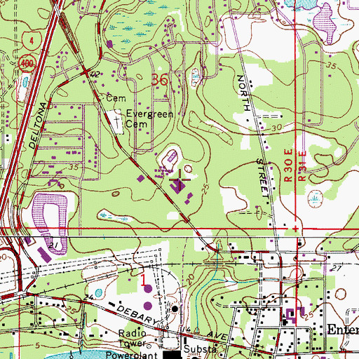 Topographic Map of Deltona Middle School, FL