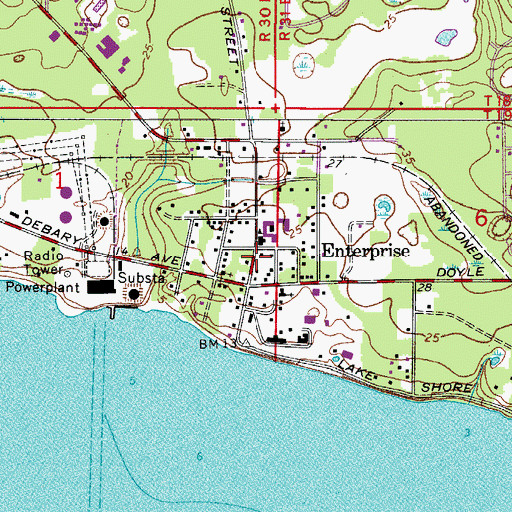 Topographic Map of Enterprise Elementary School, FL