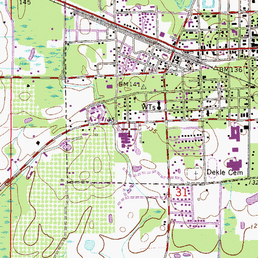 Topographic Map of Lake Butler Elementary School, FL