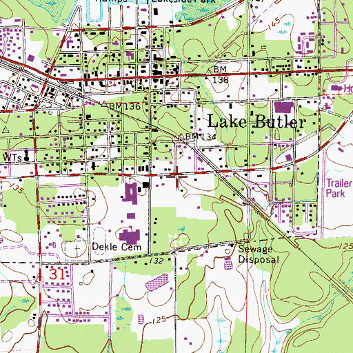 Topographic Map of Union County Adult High School, FL