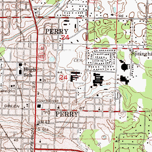 Topographic Map of Perry Elementary School, FL