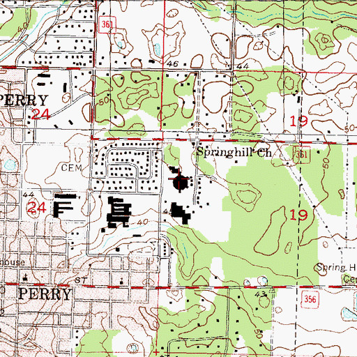 Topographic Map of Perry Primary School, FL