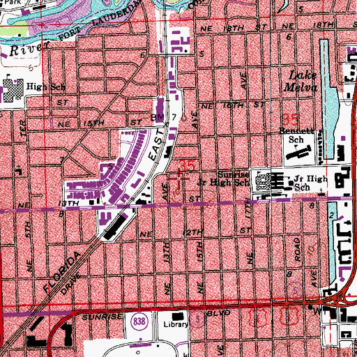 Topographic Map of Islamic Center, FL