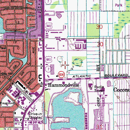 Topographic Map of Church of Christ in Margate, FL