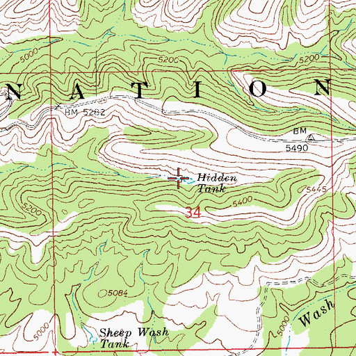 Topographic Map of Hidden Tank, AZ