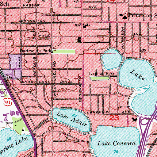 Topographic Map of Orlando Community Church, FL