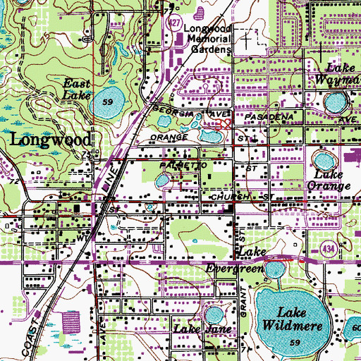 Topographic Map of Northland Community Church, FL