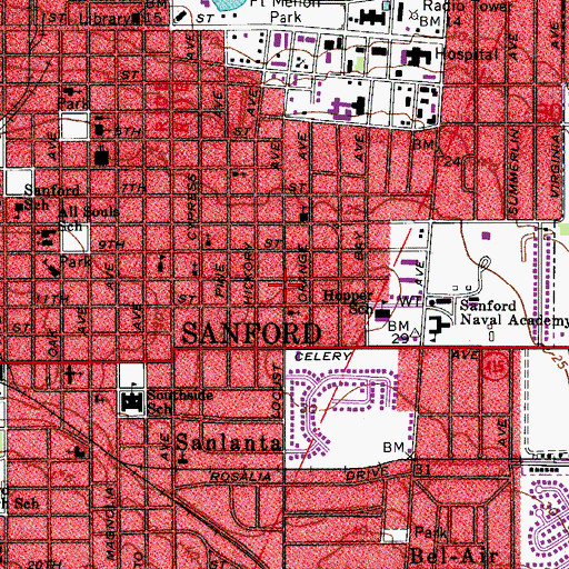 Topographic Map of Church of God Prophecy, FL