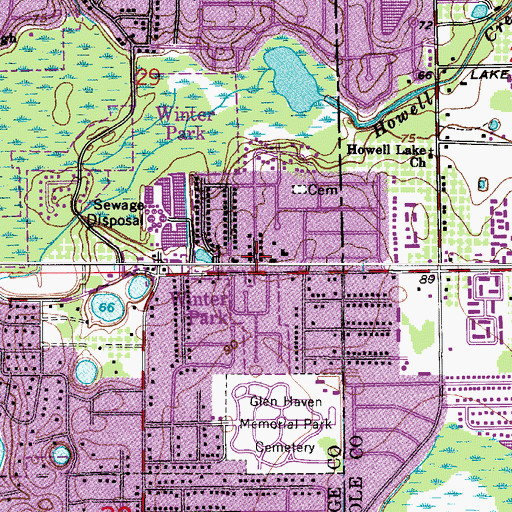 Topographic Map of Howell Branch Baptist Church, FL