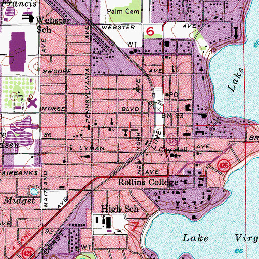 Topographic Map of Flowers Temple Church of God in Christ, FL