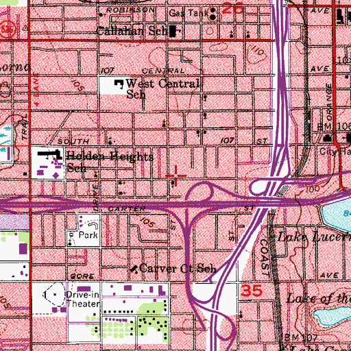 Topographic Map of Harvest Baptist Church, FL
