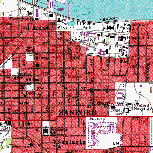 Topographic Map of Saint Paul Baptist Church, FL