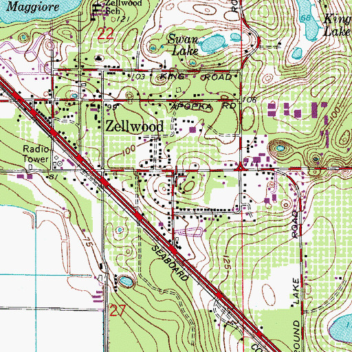 Topographic Map of First Baptist Church of Zellwood, FL