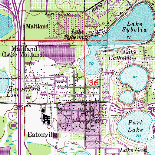 Topographic Map of Open Door Baptist Church, FL