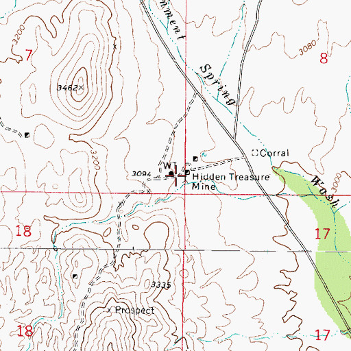 Topographic Map of Hidden Treasure Mine, AZ