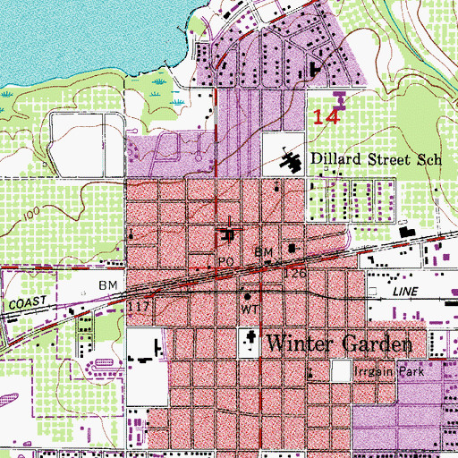Topographic Map of First Assembly of God Church of Winter Garden, FL
