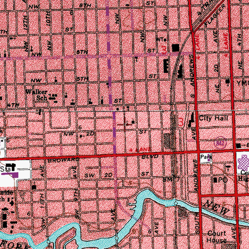 Topographic Map of Seventh Day Adventist Church of Pompano Beach, FL