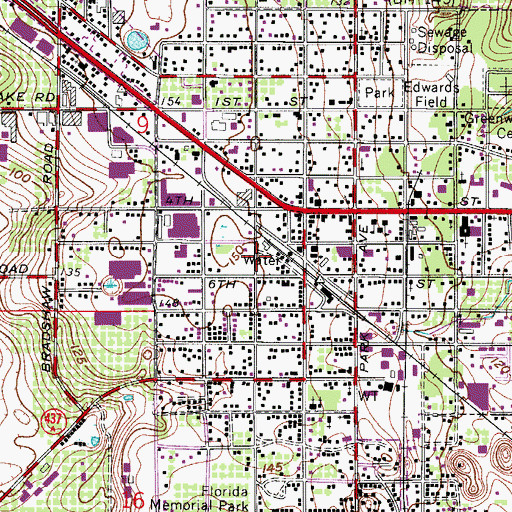 Topographic Map of Grace Street Church of God, FL