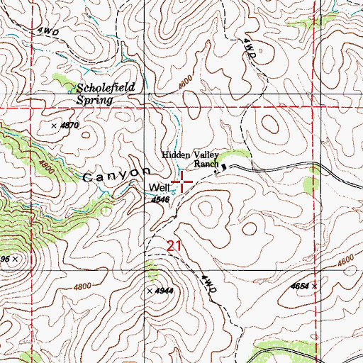 Topographic Map of Hidden Valley Ranch, AZ