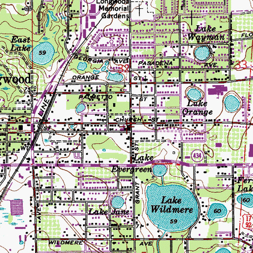 Topographic Map of Church of God-Longwood, FL