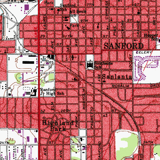 Topographic Map of Sanford Alliance Church, FL
