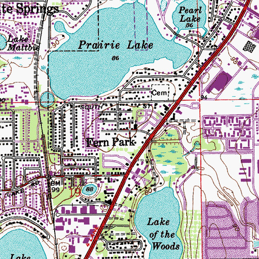 Topographic Map of Prairie Lake Baptist Church, FL
