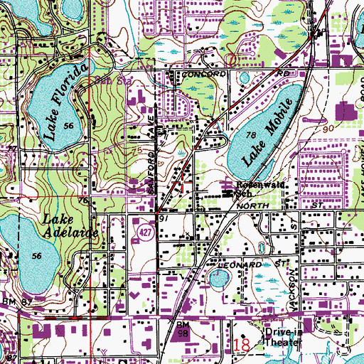 Topographic Map of Hosanna Church, FL