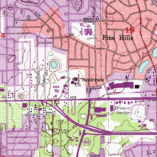 Topographic Map of Saint Andrews Catholic Church, FL