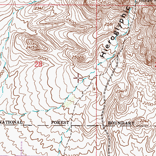 Topographic Map of Hieroglyphic Canyon, AZ