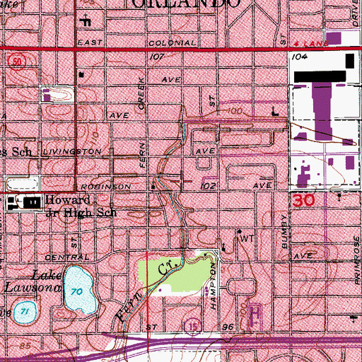 Topographic Map of Diocese of Orlando-Catholic, FL