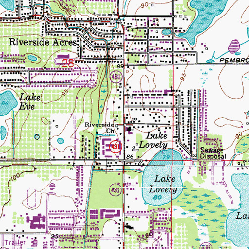 Topographic Map of Riverside Baptist Church, FL